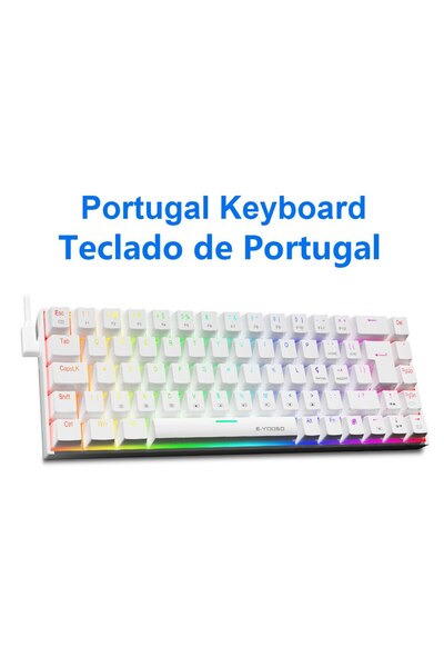 Choice Red axis Z686RGB-White-PT E-YOOSO Z686 RGB USB 60% Mini Slim Mechanica...