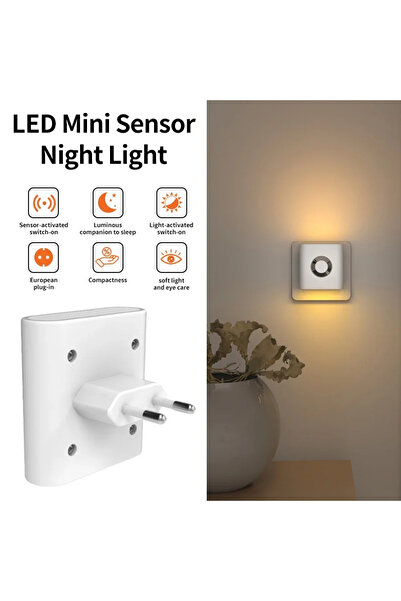 Choice مصباح ليلي LED أبيض دافئ بجهد 220-240 فولت، مزود بمستشعر حركة، يعمل بق...