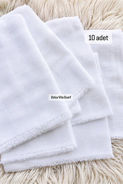 Dolce Flamlı Eşarp 10'lu Paket Dağıtmalık Pamuklu Yazma Hediyelik 100x100cm 10x