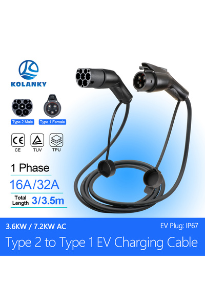 Choice 7.2KW 3M EV Charging Cable J1772 Type1 to Type2 Female to Male Plug 32...