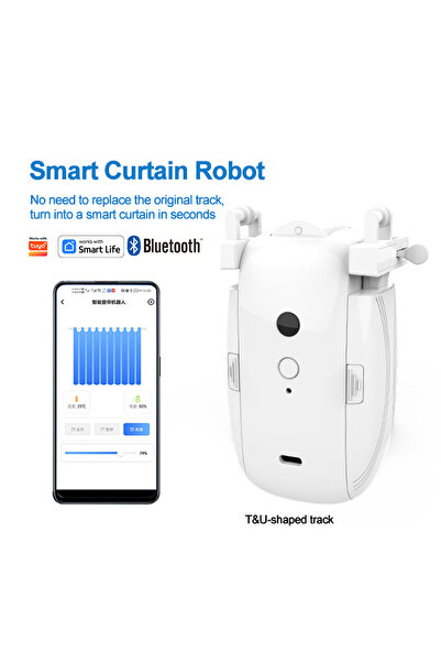 Choice WHITE Smart Curtain Opener Bluetooth Remote Control Electric Curtain M...