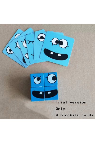 Choice 4blocks and 6cards Cube Face Changing Building Blocks Cartoon Board Ga...