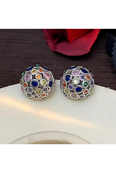 Choice silvery Creative medieval element earrings, hemispherical design jewel...