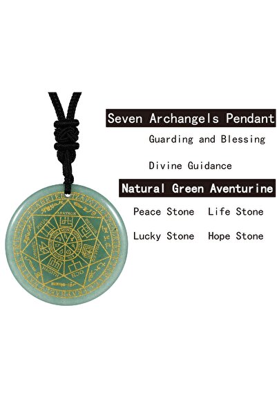 Choice Green Aventurine Natural Crystal Quartz Seven Archangels Amulet Neckla...