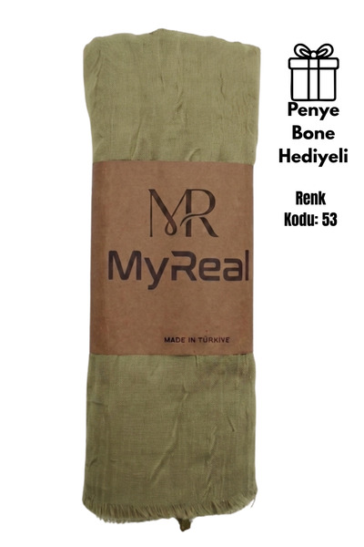 MyReal Bamboo Kraş Shawl Pistachio Green - Non-Ironing Natural Texture (90X20...