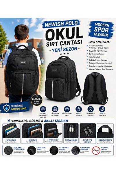 Newish Polo OKUL SIRT ÇANTASI (YENİ SEZON)