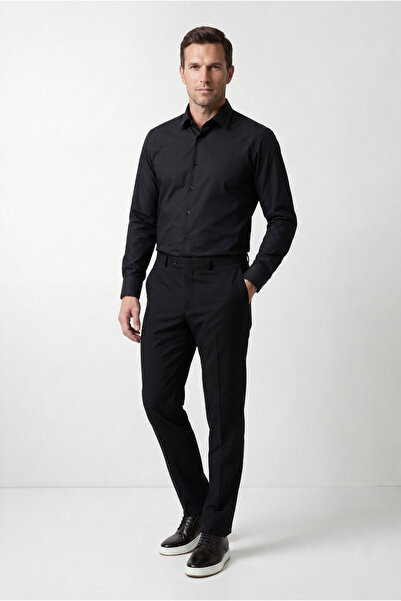Kiğılı Uzun Kol Slim Fit Non Iron Ütü Gerektirmeyen Pamuklu Klasik Gömlek