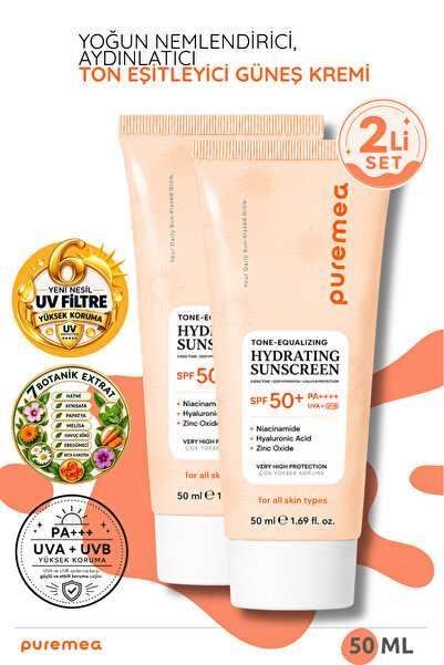 puremea Tone-Up SPF 50+ PA++++ Ton Eşitleyici Aydınlık Görünüm Sunan Yoğun Ne...