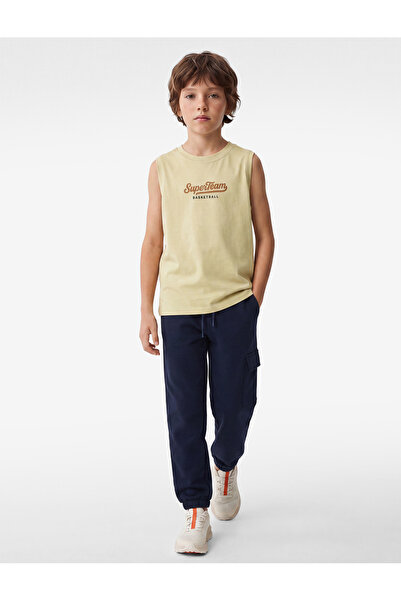 Koton Printed Sleeveless Crew Neck Cotton Oversize Undershirt