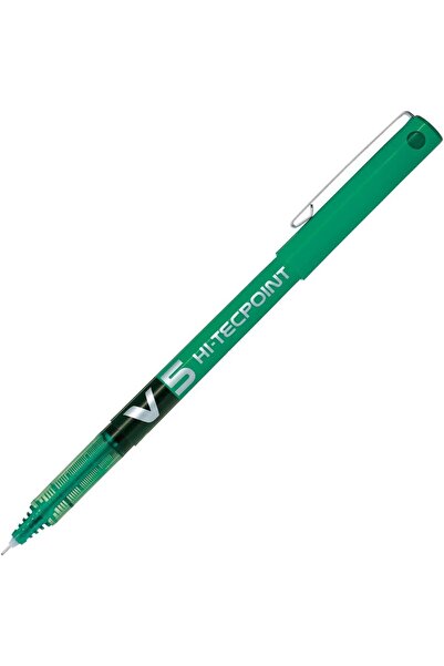 Pilot Roller Pen V-5 Hi-Tecpoint Needle Tip 0.5 mm Green Bx-V5-G (Pack of 12)