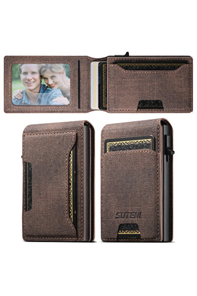 Choice Brown Push-out Card High quality PU leather Card Holder Wallet Holder ...
