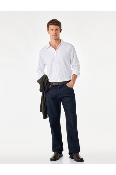 Koton Regular Fit Cotton Long Sleeve Classic Collar Shirt