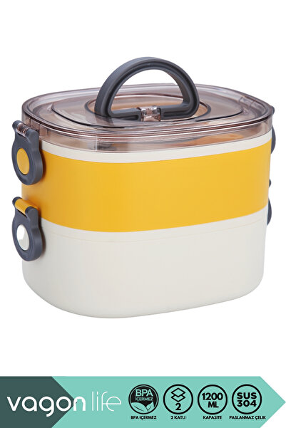 Vagonlife Bento 1200ml Double Color Lunchbox New Collection 2 Layer Stainless...