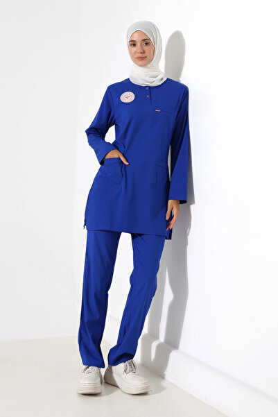 Bilenn Tekstil SOFT LİKRALI TESETTÜR FORMA TAKIM İKİ ÇITÇIT DAZZLING BLUE
