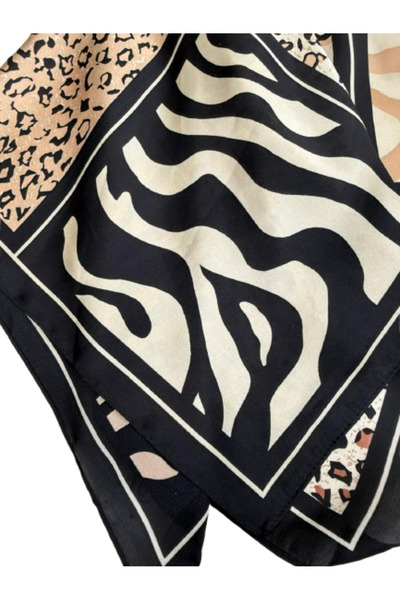 Axesoire 14831 Animal Desenli Siyah Bandana Fular 70x70 cm