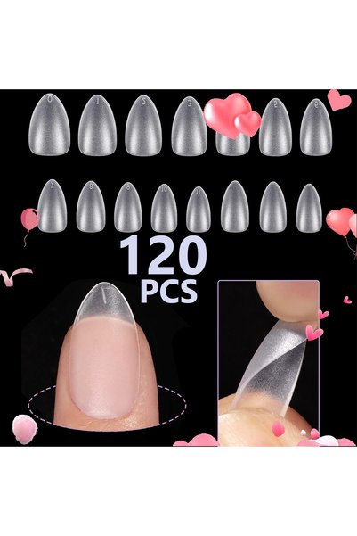 Choice Ivory 120PCS-Short Almond Semi-Frosted Fake Nails - Perfect for Nail D...