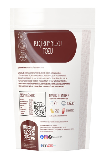 Emine türk anneli 250 gr Keçiboynuzu Tozu ( Unu ) Harnup Unu Bebek Ek Gıda Çekirdeği Ile Öğütülmüştür.annemeli