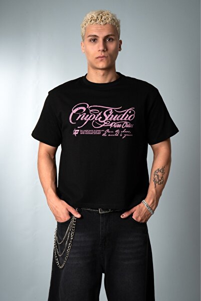 Crupt Studio Ανδρικό T-shirt Pink Pure Chaos Siyah Boxy Crop