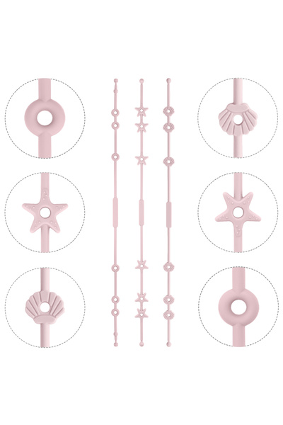 Choice 02-dasty lilac Color Kids 3PC Silicone Pacifier Clips Solid Color Paci...