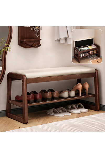 GoldenLike 80CM 2-Tier Entryway Shoe Rack Organizer Bench And Cushion Padded ...