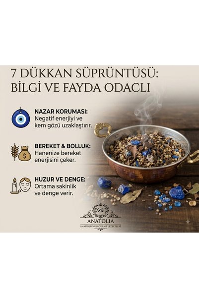 Bianatolia Yedi Dükkan Tütsü Süprüntüsü Seti (Bereket & Nazar) Doğal, El Yapımı, Bitkisel Tütsü 3 x 50gr