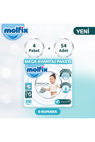 Molfix Premium Mega Avantaj Paketi 6 Beden 216 Adet