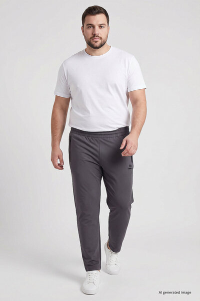 TOMMY LIFE Dark Gray Zippered Classic Leg Oversized Men's Sweatpants - 84947