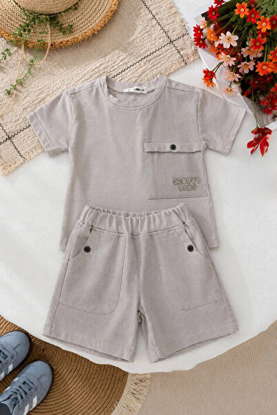 Minigimin Cicileri My Little Boy's Cicileri Krem Groovy Days Boys' Shorts Set...