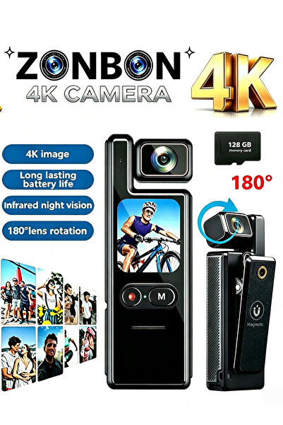 ZONBON كاميرا رياضية محمولة بدقة 4K، بطارية 3000 مللي أمبير، مثبت حركة سداسي ...