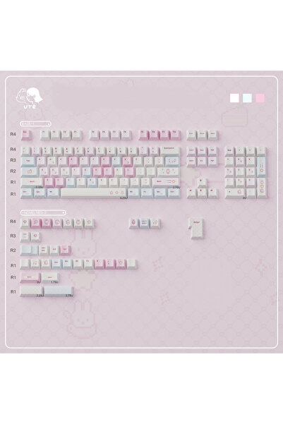 Choice keycaps URE Pink Rabbit Keycaps Cherry Profile Dye-sublimation PBT Key...
