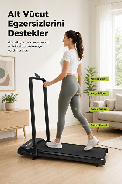 kochler Uzaktan Kumandalı Portatif Eğimli Yürüme ve Koşu Bandı – K-Fit Uygulamalı