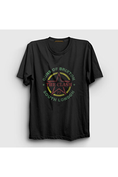Presmono Unisex Black Brixton The Clash T-shirt377003tt