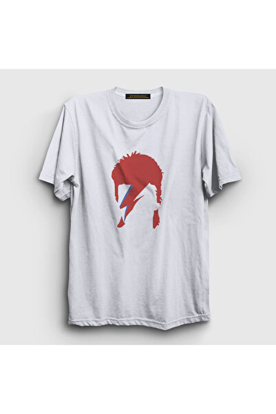 Presmono Unisex White Lightning Lightning David Bowie T-shirt301980tt