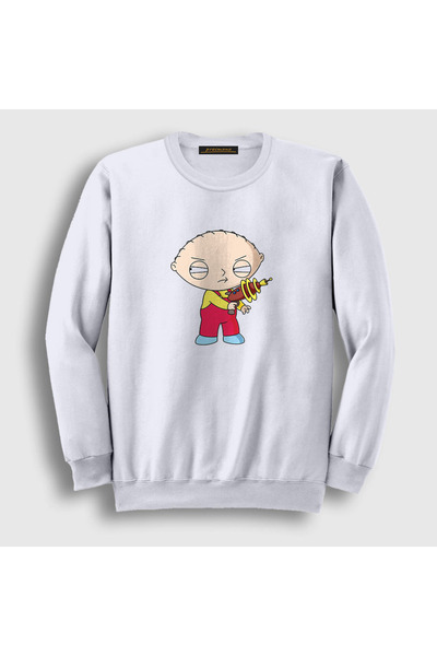 Presmono Unisex bela majica sa pištoljem Stewie Griffin Family Guy 300301tt