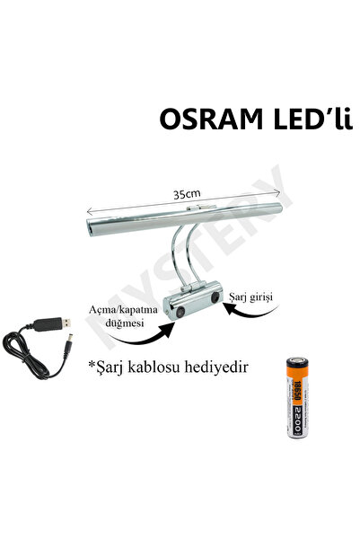 MYSTERY Osram led Flüt Şarjlı Pilli siyah kasa koridor Günışığı Ledli Tablo K...