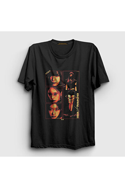 Presmono Unisex Black Born to Be K Pop Itzy T-Shirt 576920Tt