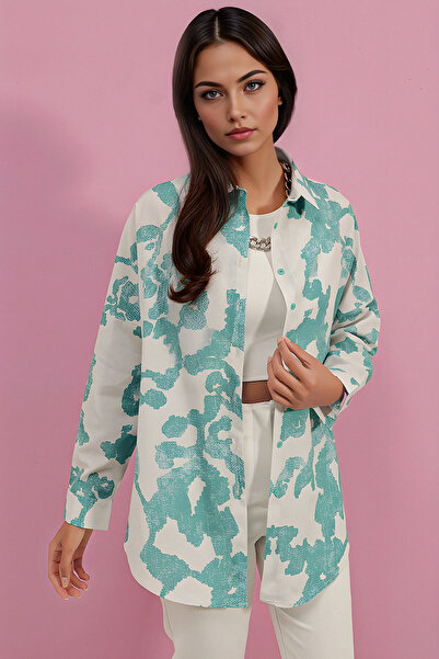 Merterium Women's Oversize Long Shirt D.Mint 1001