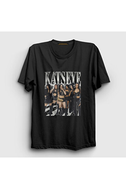 Presmono Unisex Black Shine K Pop Katseye T-Shirt 583748Tt