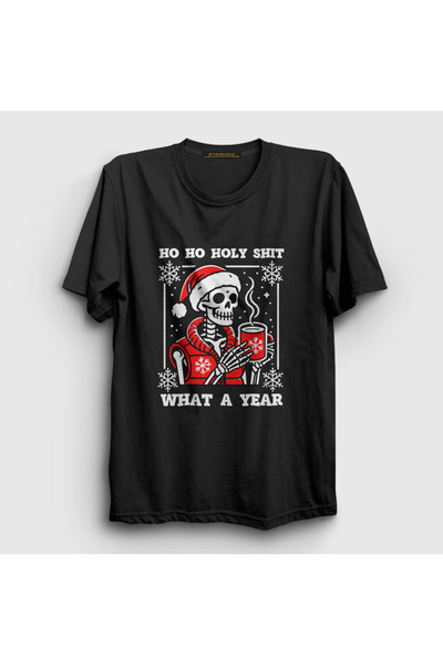 Presmono Unisex crna Kakva godina Nova godina Božić Božić T-shirt 580120tt
