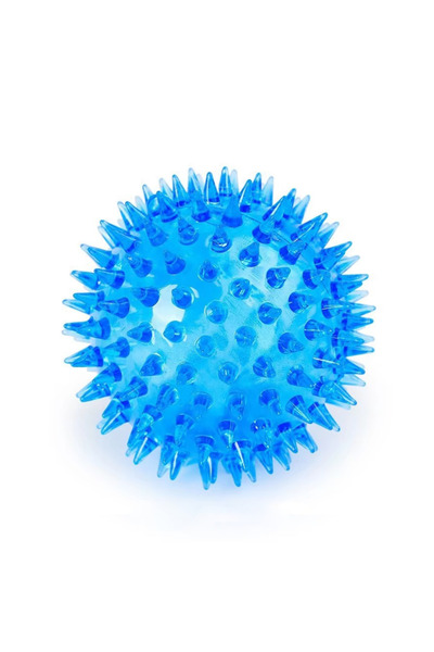 Choice13 5.5cm Blue TPR Squeaky Spiked Dog Ball Chew Toy Durable Teeth Cleani...