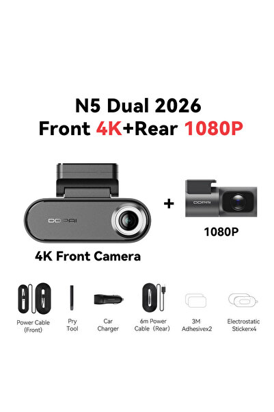 Choice No SD Card N5 Dual DDPAI N5 Dual 4K HDR Dash Cam Front Rear AI NightVI...