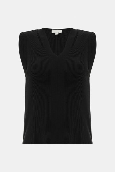 W Collection SİYAH V YAKA KOLSUZ SÜVETER