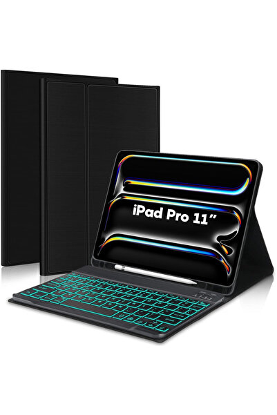 Casey Studios iPad Pro 11 2024 с подсветка Калъф с клавиатура, Bluetooth 5.4,...