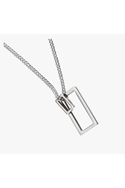 Herşey Nota Modern Geometric Design Necklace – Zamak Plated Unisex Minimal Ac...