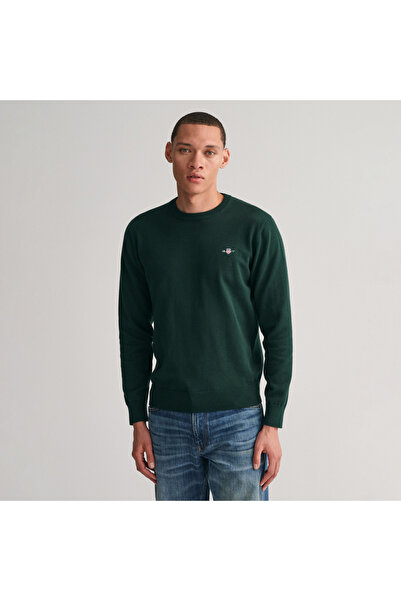 Gant Pulover pentru bărbați, verde, cu croială normală, cu gâtul rotund