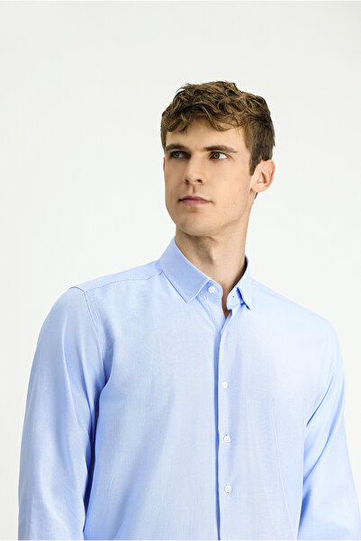 Kiğılı Long Sleeve Regular Fit Patterned Cotton Button Collar Oxford Shirt