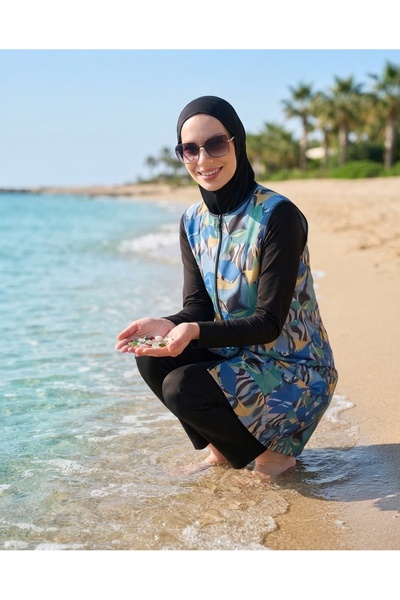 Plistre Women's Black Blue Yellow Bagged Fully Covered 5-Piece Water Repellen...