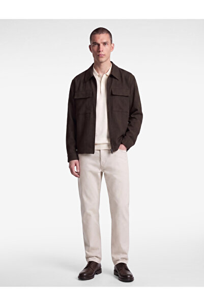 Koton Long Sleeve Viscose Blend Covered Pocket Shirt Collar Zipper Jacket