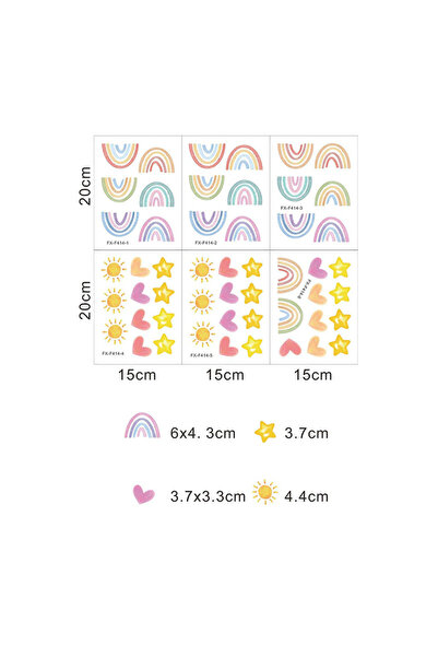 Choice 15x20cmx6pcs Cartoon Rainbow Wall Stickers Small Rainbow Wall Decal Wa...