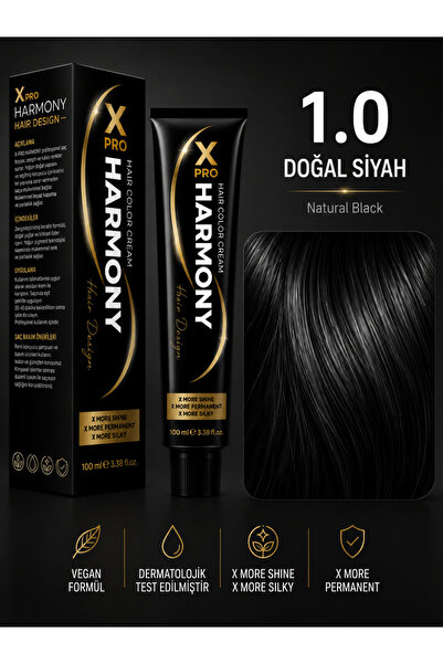 X Pro Harmony Tüp Boya 1.0 Black Siyah Saç Boyası 60 ml
